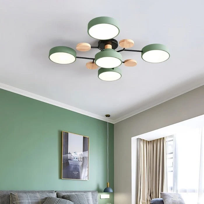 Sansoti | Moderne Plafondlamp met Houten Details – LED Designlamp voor Woonkamer & Slaapkamer