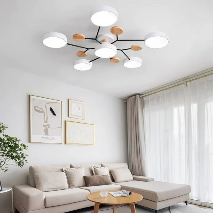 Sansoti | Moderne Plafondlamp met Houten Details – LED Designlamp voor Woonkamer & Slaapkamer