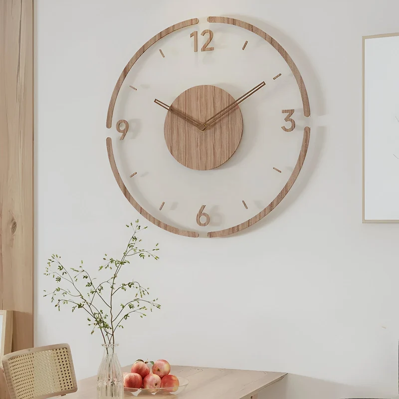 Sansoti | Moderne Houten Wandklok met Stil Uurwerk
