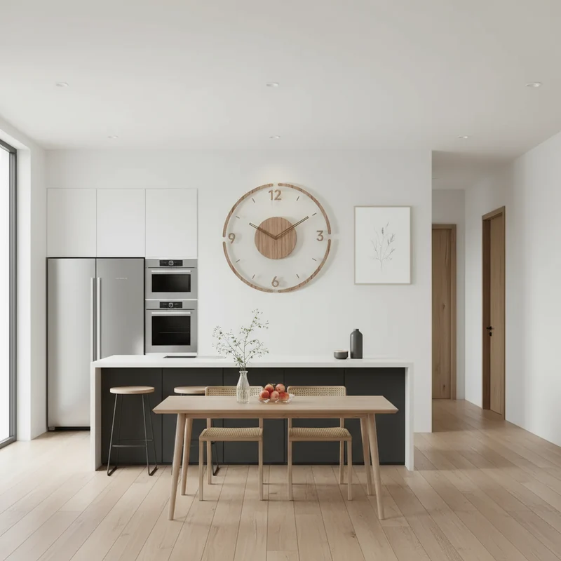 Sansoti | Moderne Houten Wandklok met Stil Uurwerk