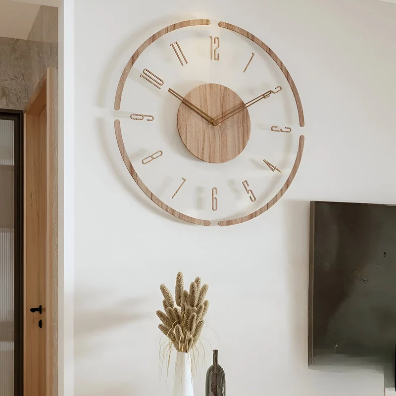 Sansoti | Moderne Houten Wandklok met Stil Uurwerk