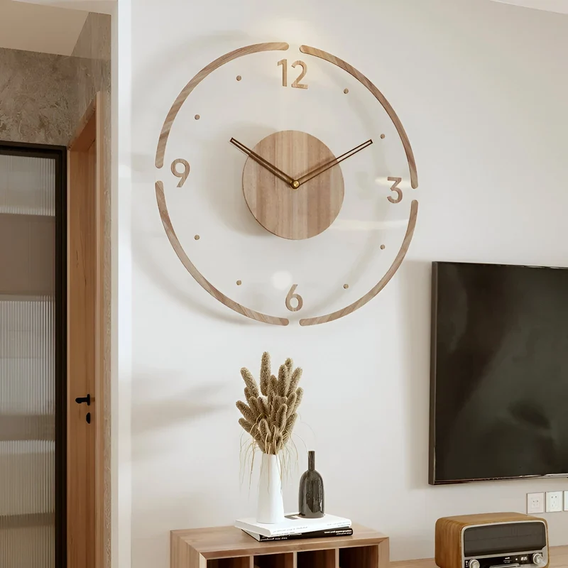 Sansoti | Moderne Houten Wandklok met Stil Uurwerk