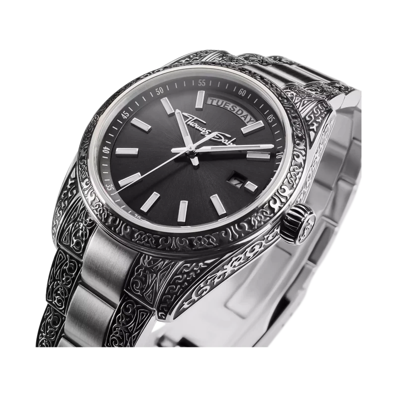 Thomas Sabo Rebel at Heart Revive WA0427-201-201 Unisex • Graviermuster-Design • Mineral-Saphirglas