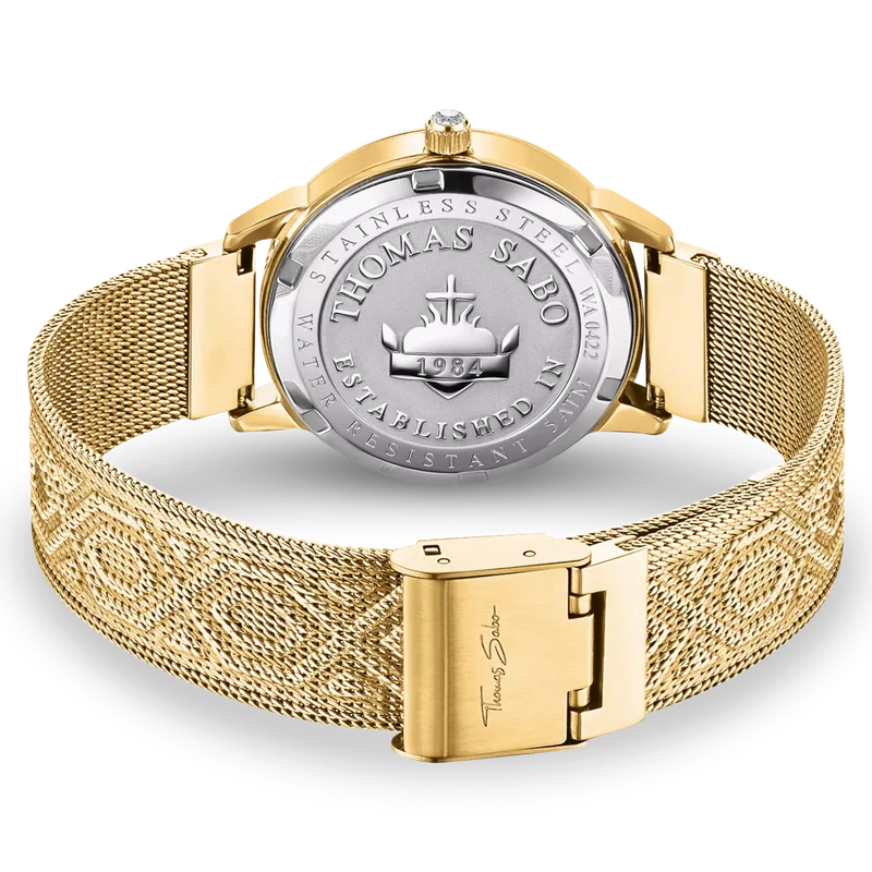 Thomas Sabo Spirit Magic Garden WA0422-264-207 Damenuhr Schwarz-Gold • Milanaise-Armband • Mineralglas mit Saphirbeschichtung