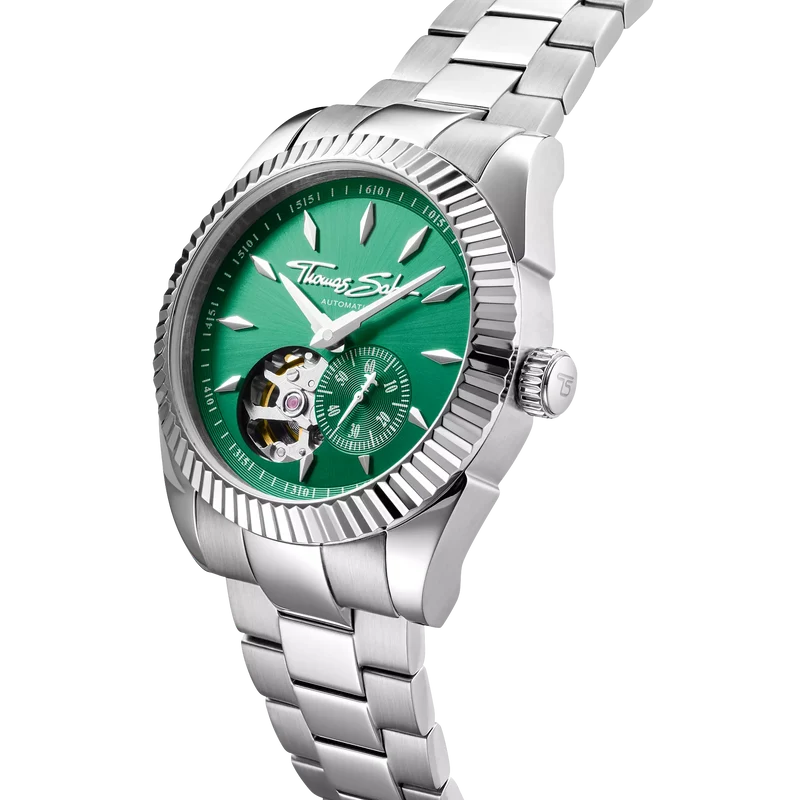 Thomas Sabo WA0419-201-211 Damen Armbanduhr Smaragdgrün • Automatikwerk Miyota 8N40 • Saphirglas entspiegelt