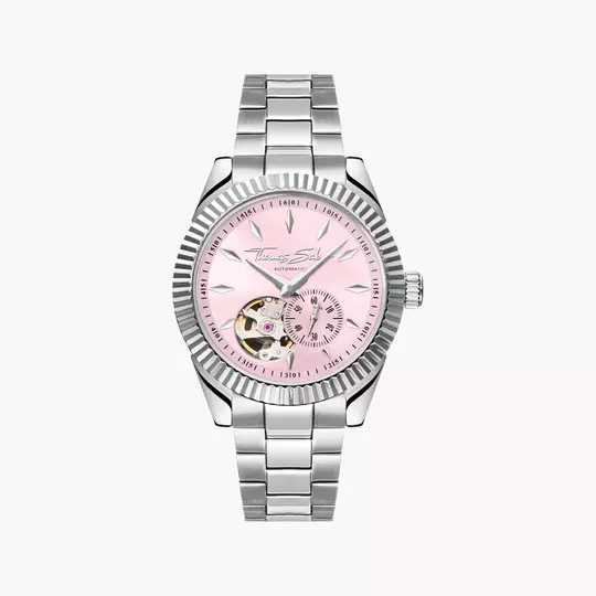 Thomas Sabo WA0418-201-204 Damen Armbanduhr Silber/Pink • Automatikwerk Miyota 8N40 • Saphirglas entspiegelt