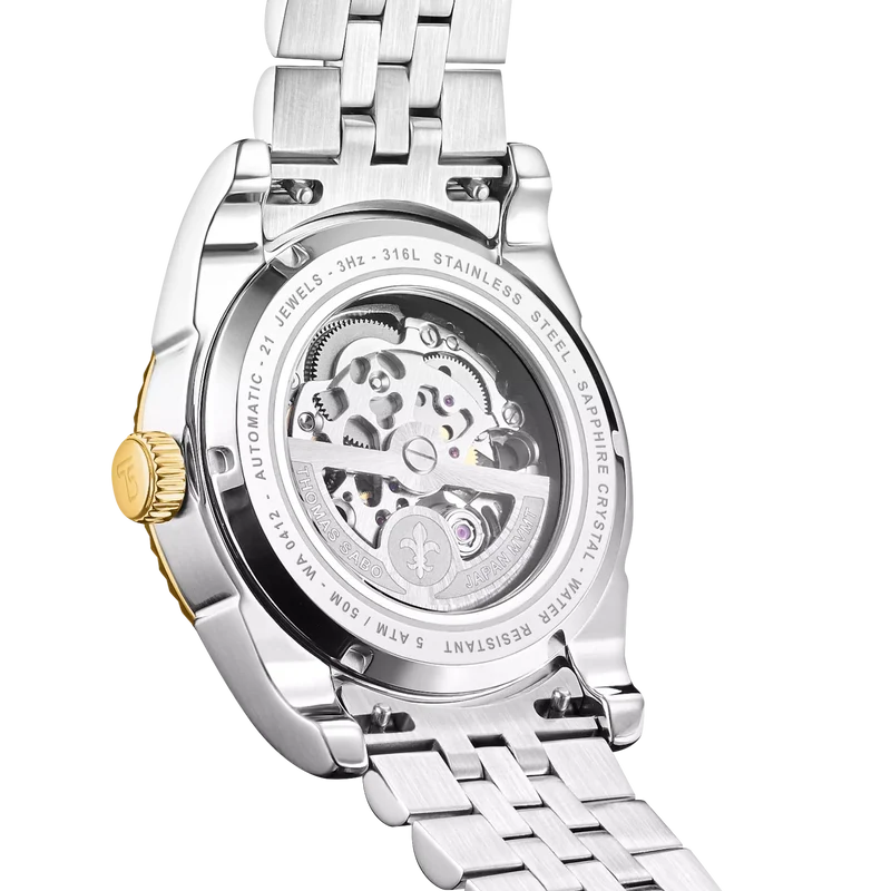 Thomas Sabo WA0412-291-203 Herrenuhr Bicolour • Automatikwerk Miyota 8N40 • Saphirglas mit Antireflexbeschichtung