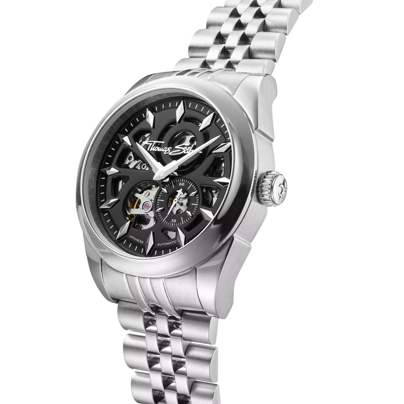 Thomas Sabo WA0409-201-203 Herrenuhr Silber • Automatikwerk Miyota 8N40 • Saphirglas mit Antireflexbeschichtung