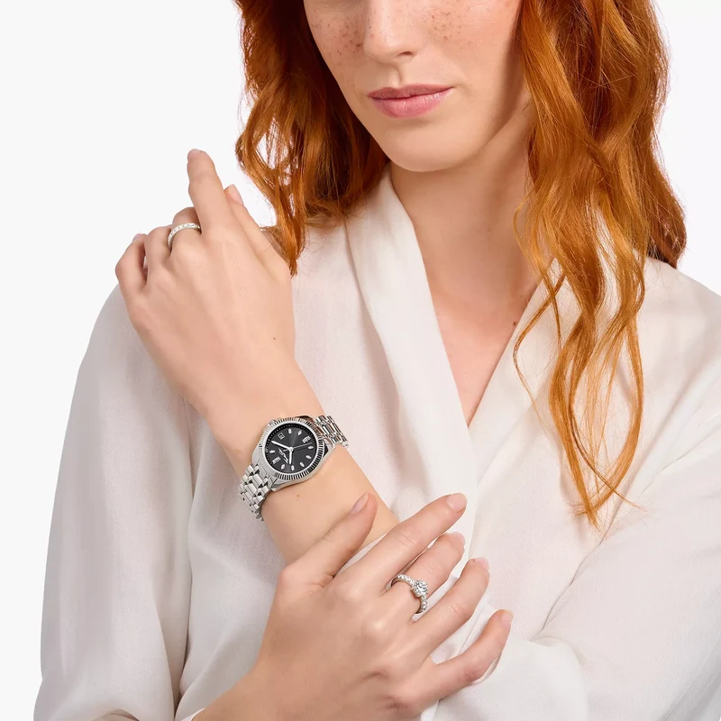 Thomas Sabo Divine WA0406-201-203 Damen Armbanduhr Schwarz • Mineralglas mit Saphirbeschichtung • 5 ATM Wasserdicht