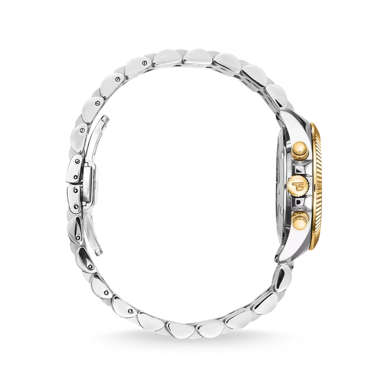 Thomas Sabo Divine Chrono WA0398-291-201 Damen Armbanduhr Schwarz-Gelbgold • Chronograph mit Zirkonia-Indizes • Mineralglas mit Saphirbeschichtung