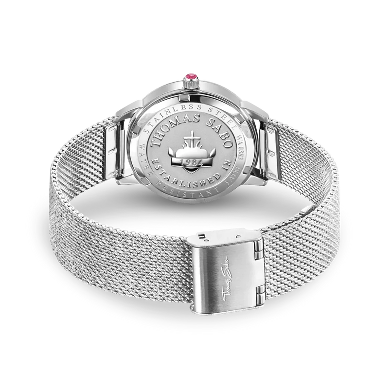 Thomas Sabo WA0383-201-203 Damen Armbanduhr Silber • Milanaise-Armband aus Edelstahl • Schlangendesign in 3D-Optik