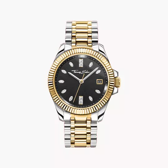 Thomas Sabo WA0370-291-203 Damen Armbanduhr Bicolor • Zirkonia-Steinbesatz • Mineralglas mit Saphirbeschichtung