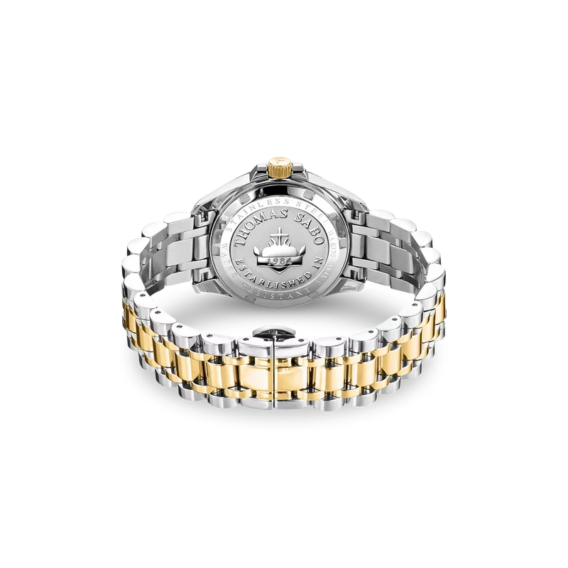 Thomas Sabo WA0370-291-203 Damen Armbanduhr Bicolor • Zirkonia-Steinbesatz • Mineralglas mit Saphirbeschichtung