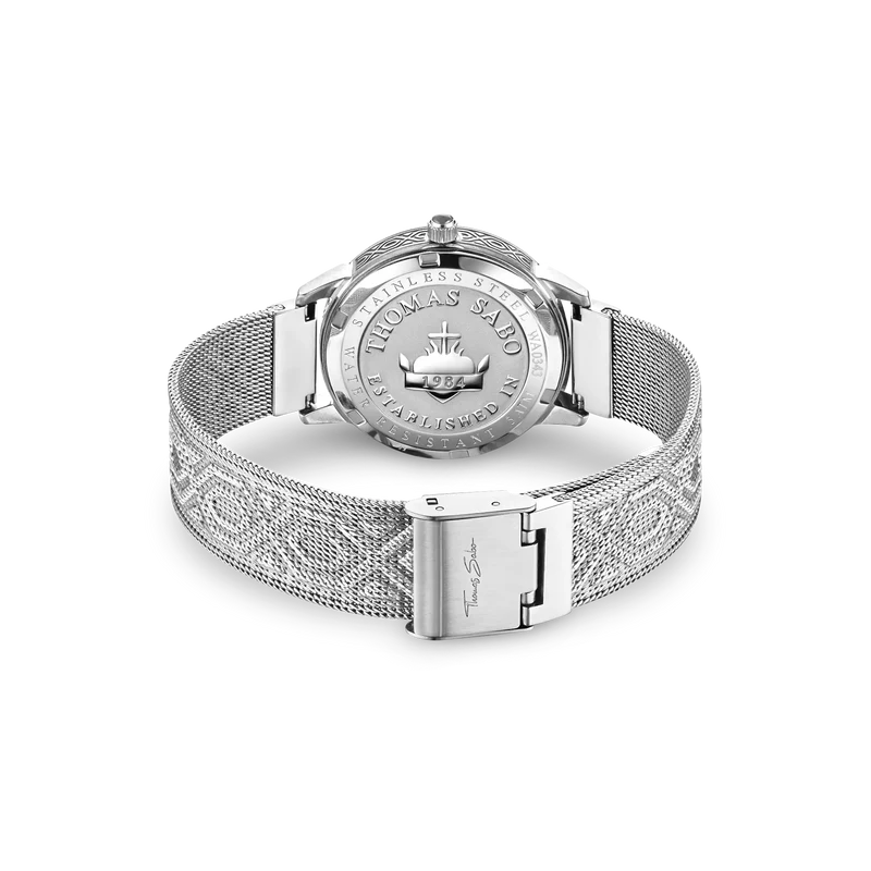 Thomas Sabo Arizona Spirit WA0343-201-215 Damen Armbanduhr Türkis • Mineralglas Saphirbeschichtet • Ethno-Gravuren Milanaise-Armband