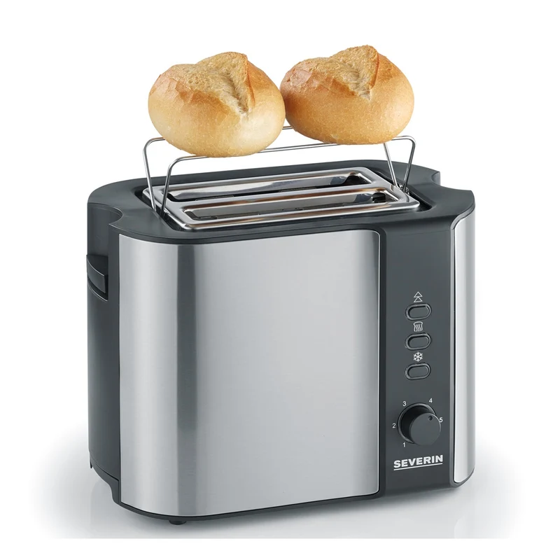 Severin AT 2589 Toaster für 2-Scheiben 800 W Edelstahl, Schwarz