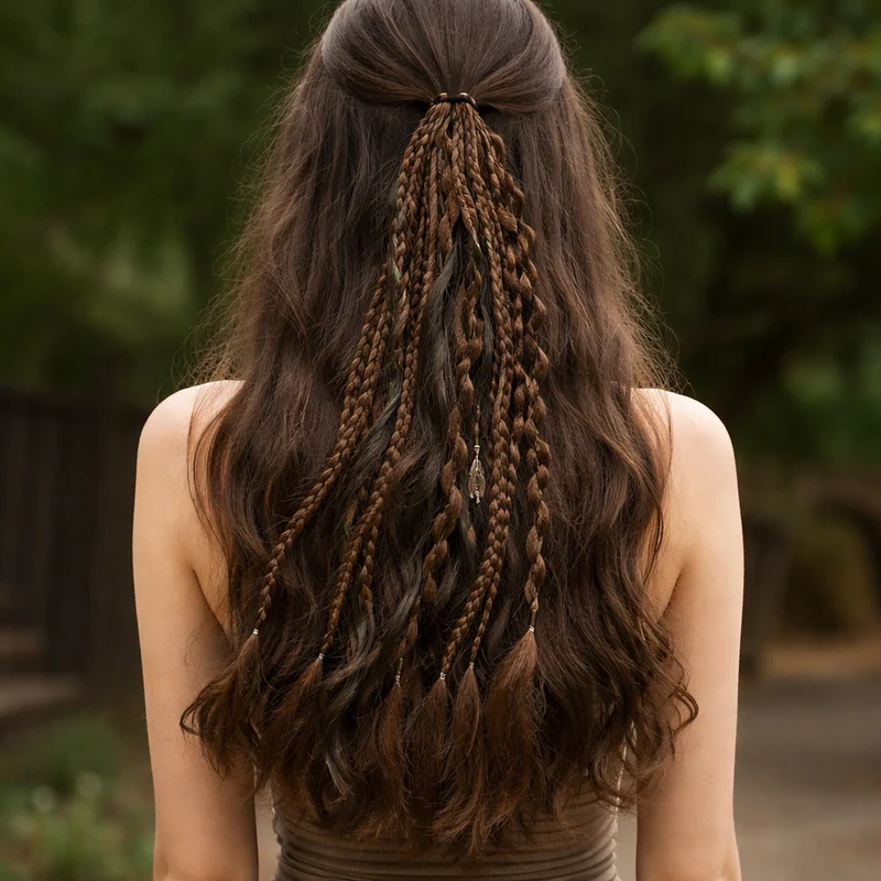 Bohemian Haarextensie Paardenstaart 50cm Synthetisch Haar 8 Dreadlock Strengen Gekleurd Vlecht Accessoire | Sansoti