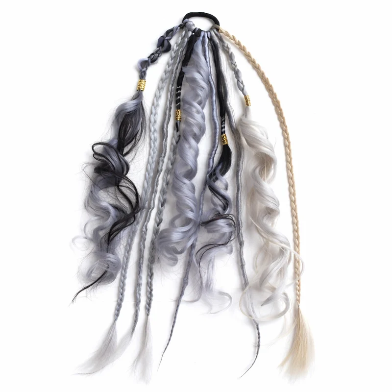 Bohemian Haarextensie Paardenstaart 50cm Synthetisch Haar 8 Dreadlock Strengen Gekleurd Vlecht Accessoire | Sansoti