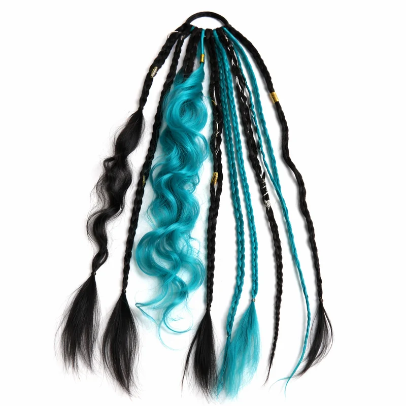 Bohemian Haarextensie Paardenstaart 50cm Synthetisch Haar 8 Dreadlock Strengen Gekleurd Vlecht Accessoire | Sansoti