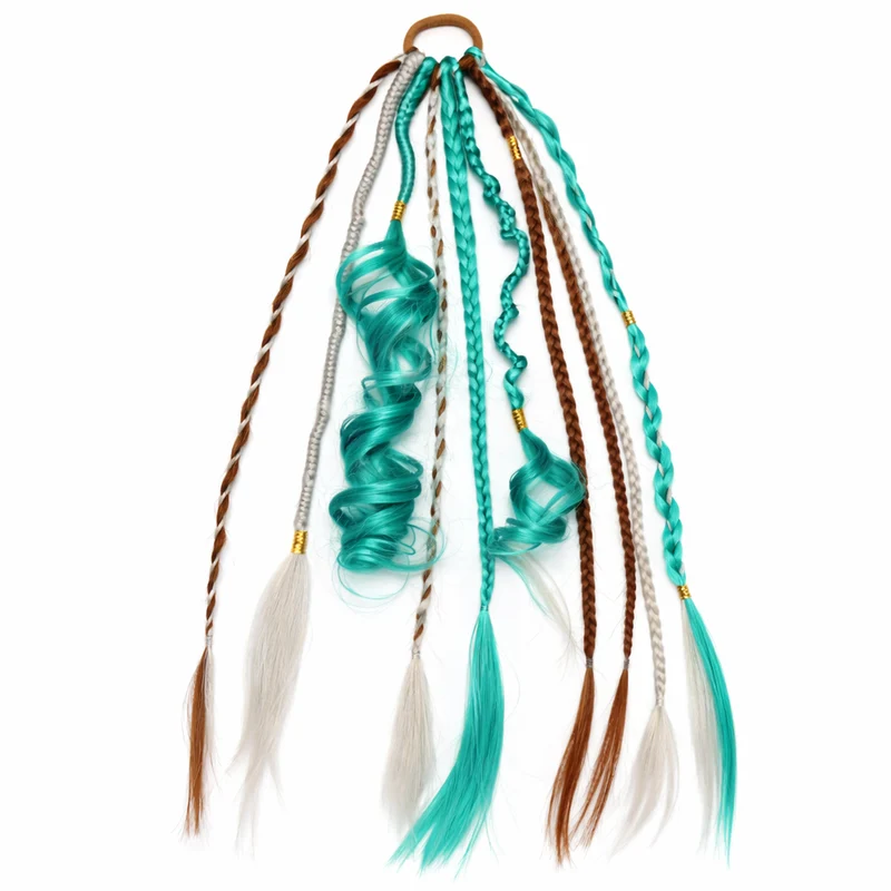 Bohemian Haarextensie Paardenstaart 50cm Synthetisch Haar 8 Dreadlock Strengen Gekleurd Vlecht Accessoire | Sansoti