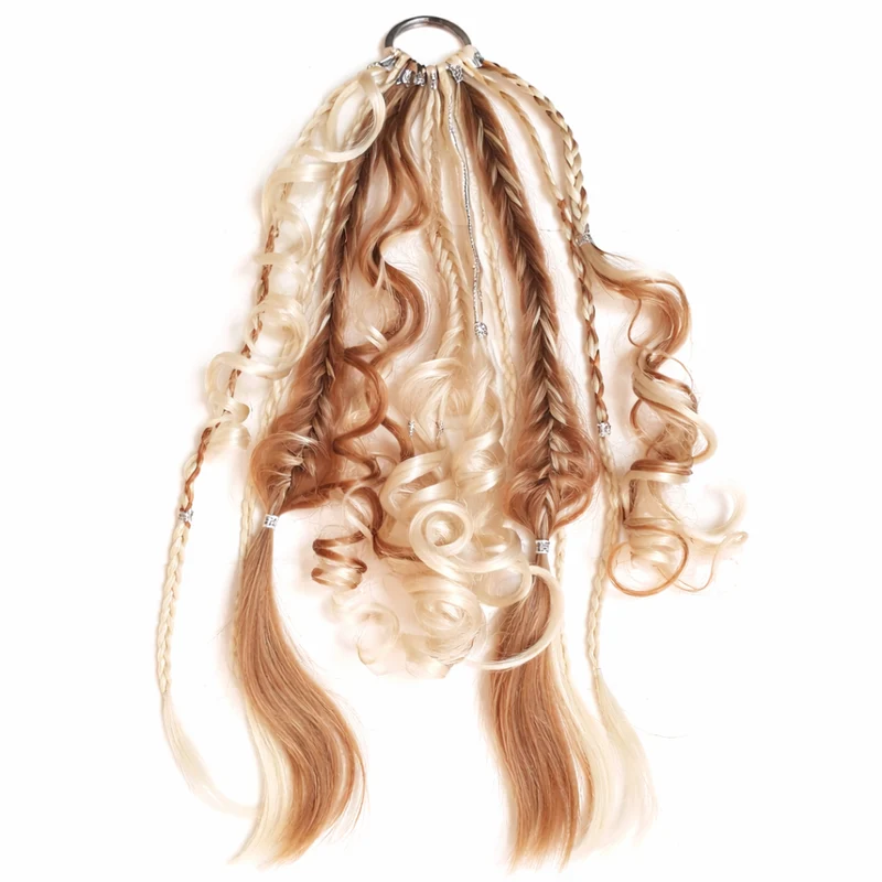 Bohemian Haarextensie Paardenstaart 50cm Synthetisch Haar 8 Dreadlock Strengen Gekleurd Vlecht Accessoire | Sansoti