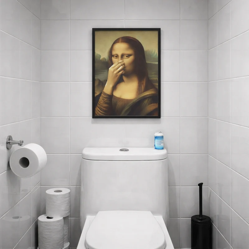 Canvas Wanddecoratie Badkamer 30x40 cm Vochtbestendig Humoristisch Kunstwerk Toilet Wandbord Ophangsysteem | Sansoti