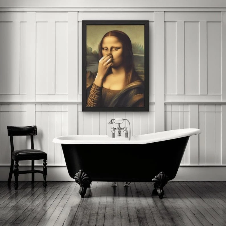 Canvas Wanddecoratie Badkamer 30x40 cm Vochtbestendig Humoristisch Kunstwerk Toilet Wandbord Ophangsysteem | Sansoti