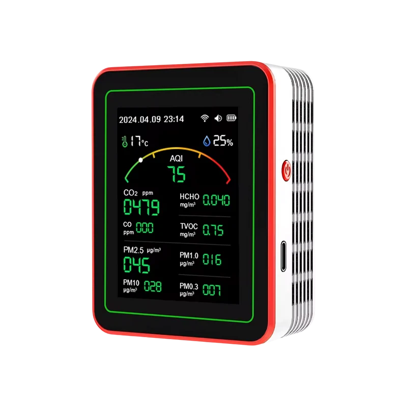 15-in-1 Luchtkwaliteitsmeter WiFi CO2 Formaldehyde TVOC Fijnstof Monitor voor Thuis Kantoor Woonkamer | Sansoti