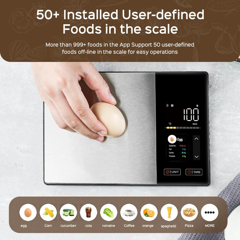 Digitale Keukenweegschaal met Voedingswaarde Display App Connectiviteit 5kg Nauwkeurig Gewicht Tracking | Sansoti
