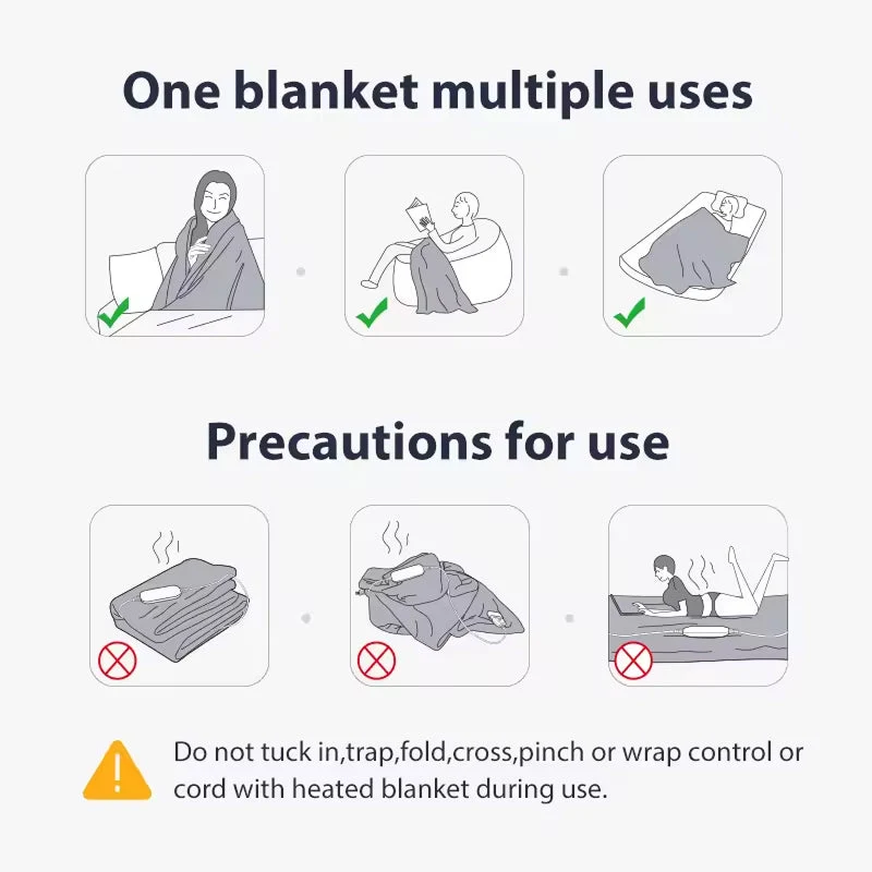 Elektrische Plaid met 9 Temperatuurstanden Zachte Fleece Deken Timer Functie Warmteregeling Slaapkamer | Sansoti