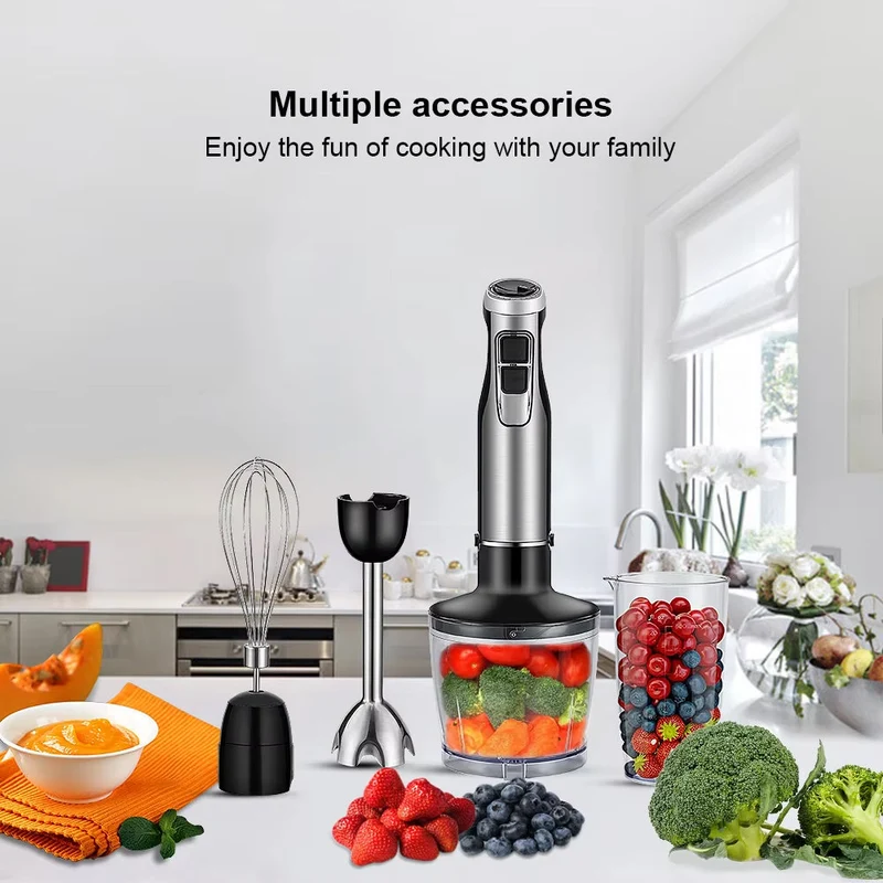 Staafmixer 1200W 4-in-1 Set met Chopper Garde Smoothiebeker RVS Keukenmachine Multifunctioneel Mixer | Sansoti