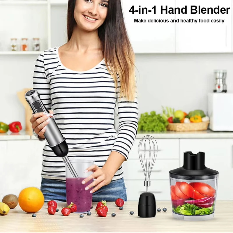 Staafmixer 1200W 4-in-1 Set met Chopper Garde Smoothiebeker RVS Keukenmachine Multifunctioneel Mixer | Sansoti