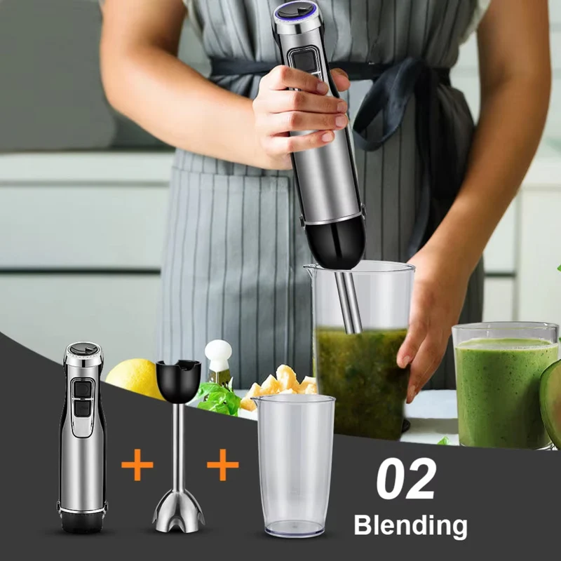 Staafmixer 1200W 4-in-1 Set met Chopper Garde Smoothiebeker RVS Keukenmachine Multifunctioneel Mixer | Sansoti