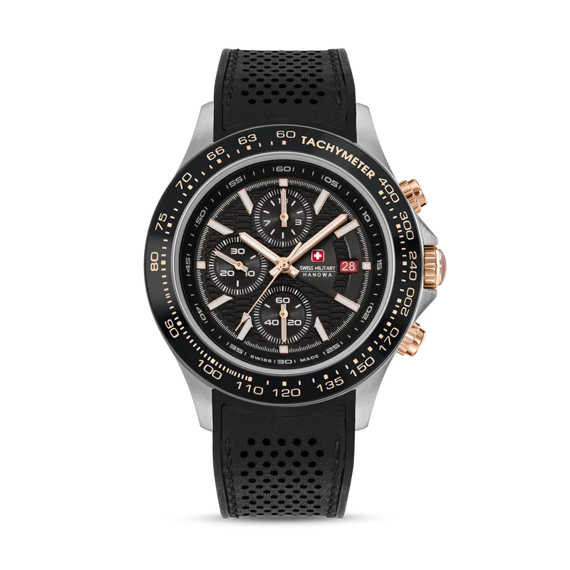 Swiss Military Hanowa Watchman SMWGO0003401 Herrenuhr Schwarz • Saphirglas • Chronograph mit Tachymeter
