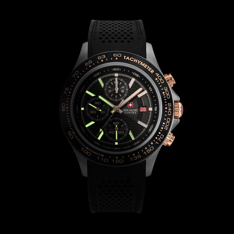 Swiss Military Hanowa Watchman SMWGO0003401 Herrenuhr Schwarz • Saphirglas • Chronograph mit Tachymeter