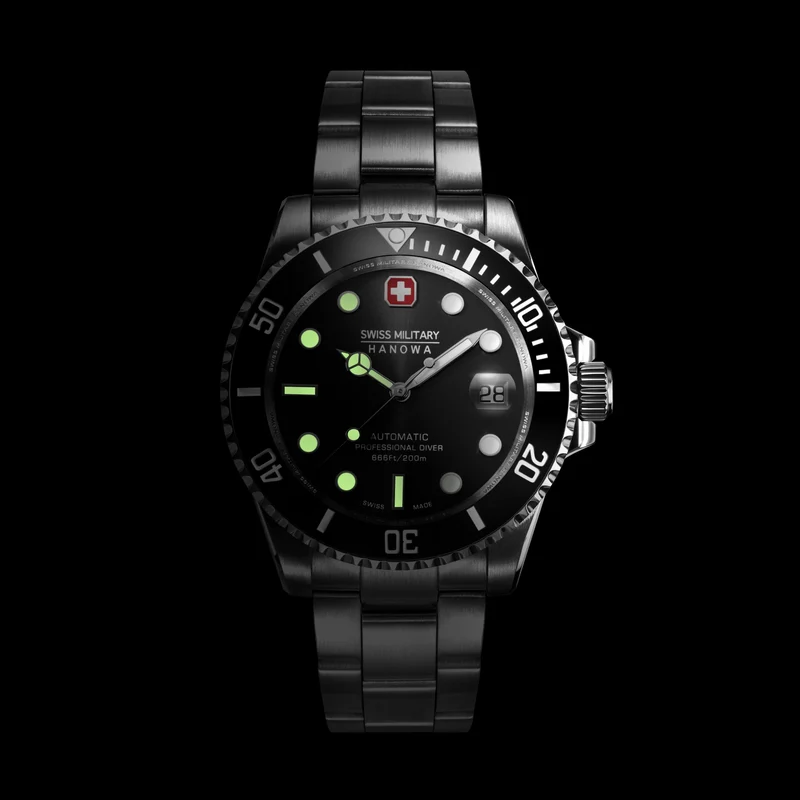 Swiss Military Hanowa Sealord SMWGL0006301 Herrenuhr Schwarz • Automatikwerk Soprod P024 • 20 ATM Wasserdicht