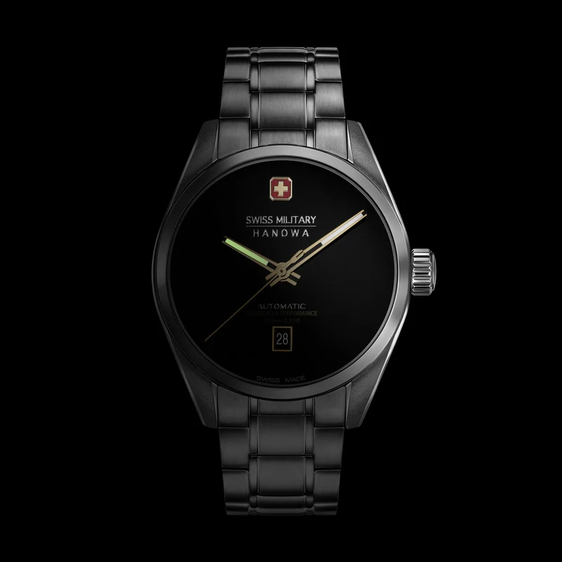 Swiss Military Hanowa Majestic Pioneer SMWGL0006204 Herrenuhr Schwarz • Automatikwerk Soprod P024 • Saphirglas