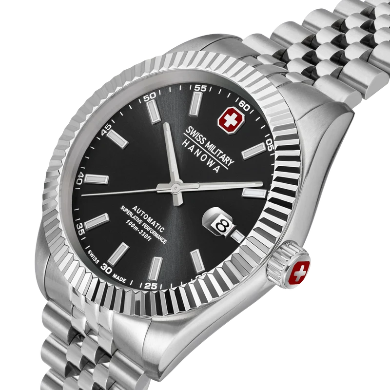 Swiss Military Hanowa Diligenter SMWGL0002101 Herrenuhr Silber • Automatikwerk Soprod P024 • Saphirglas