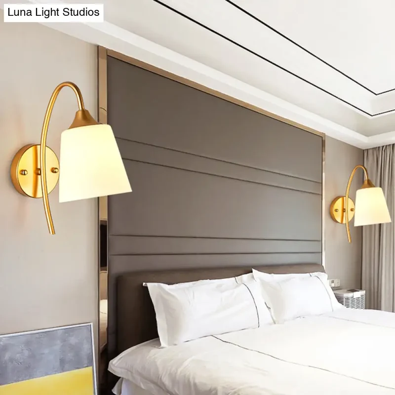 Wandlamp Melkglas Goud met Verstelbare Arm voor Woonkamer Hal Slaapkamer Scandinavisch Modern Design | Sansoti