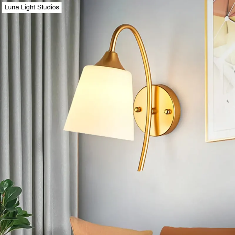 Wandlamp Melkglas Goud met Verstelbare Arm voor Woonkamer Hal Slaapkamer Scandinavisch Modern Design | Sansoti