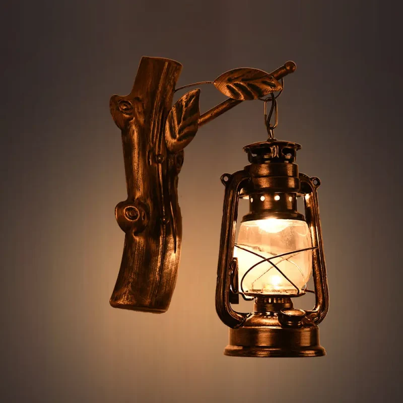 Vintage Wandlamp Lantaarn Zwart Metaal Helder Glas E27 Fitting Industrieel Gangverlichting Buitenlamp | Sansoti
