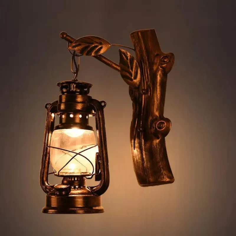 Vintage Wandlamp Lantaarn Zwart Metaal Helder Glas E27 Fitting Industrieel Gangverlichting Buitenlamp | Sansoti