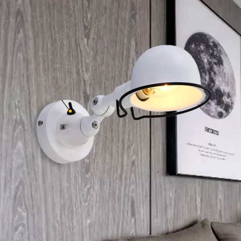 Vintage Wandlamp Draaibaar Metalen Dome Kap Wit Rood Groen Chroom Slaapkamer Woonkamer Leeslamp Bedlamp E14 | Sansoti