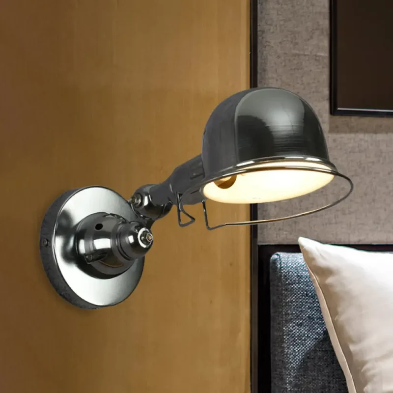 Vintage Wandlamp Draaibaar Metalen Dome Kap Wit Rood Groen Chroom Slaapkamer Woonkamer Leeslamp Bedlamp E14 | Sansoti