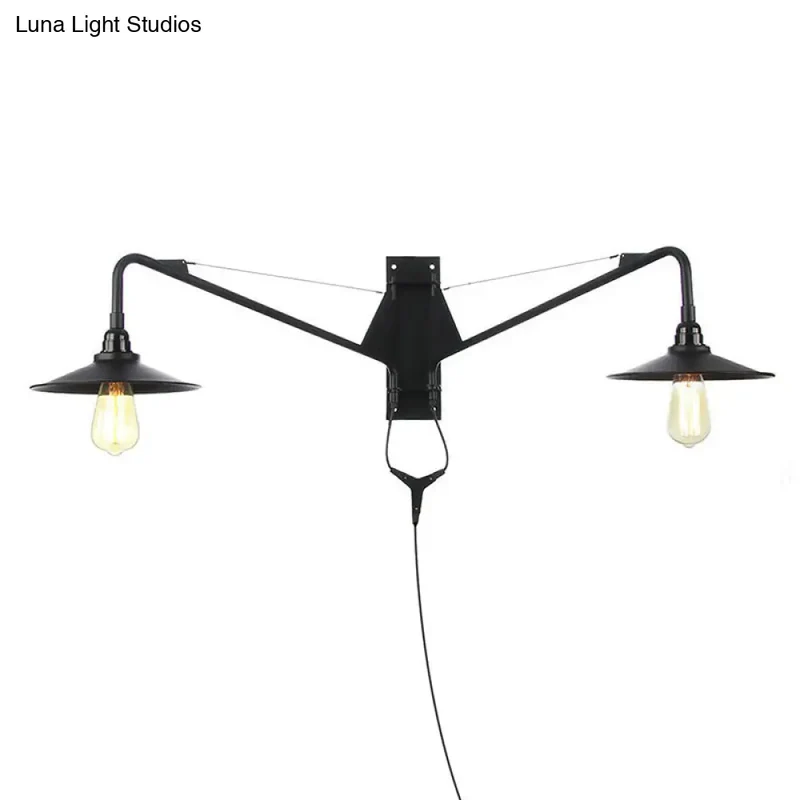 Industriële Wandlamp met Zwenkarm Metaal Zwart 1-2 Lichtpunten E26/E27 Verstelbaar Vintage Design Woonkamer | Sansoti