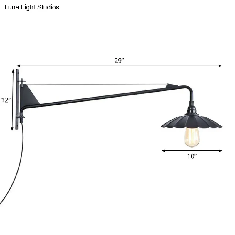 Industriële Wandlamp met Zwenkarm Metaal Zwart 1-2 Lichtpunten E26/E27 Verstelbaar Vintage Design Woonkamer | Sansoti