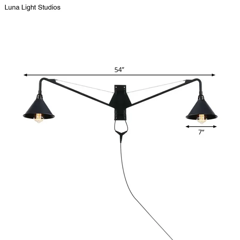 Industriële Wandlamp met Zwenkarm Metaal Zwart 1-2 Lichtpunten E26/E27 Verstelbaar Vintage Design Woonkamer | Sansoti