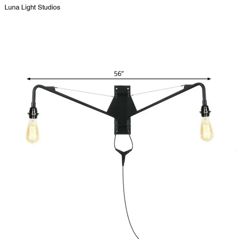 Industriële Wandlamp met Zwenkarm Metaal Zwart 1-2 Lichtpunten E26/E27 Verstelbaar Vintage Design Woonkamer | Sansoti