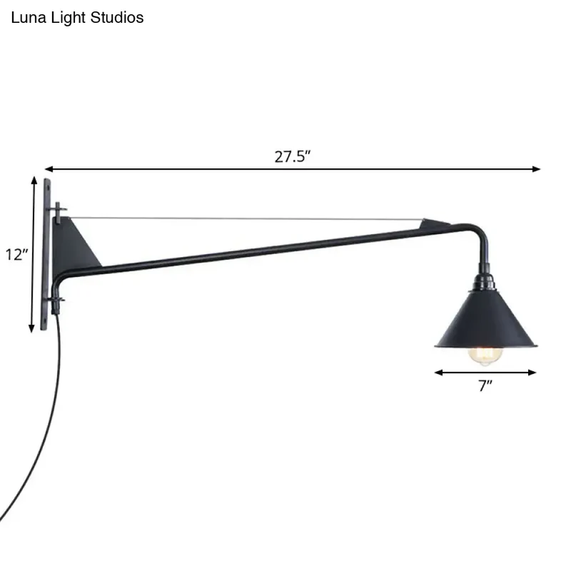 Industriële Wandlamp met Zwenkarm Metaal Zwart 1-2 Lichtpunten E26/E27 Verstelbaar Vintage Design Woonkamer | Sansoti