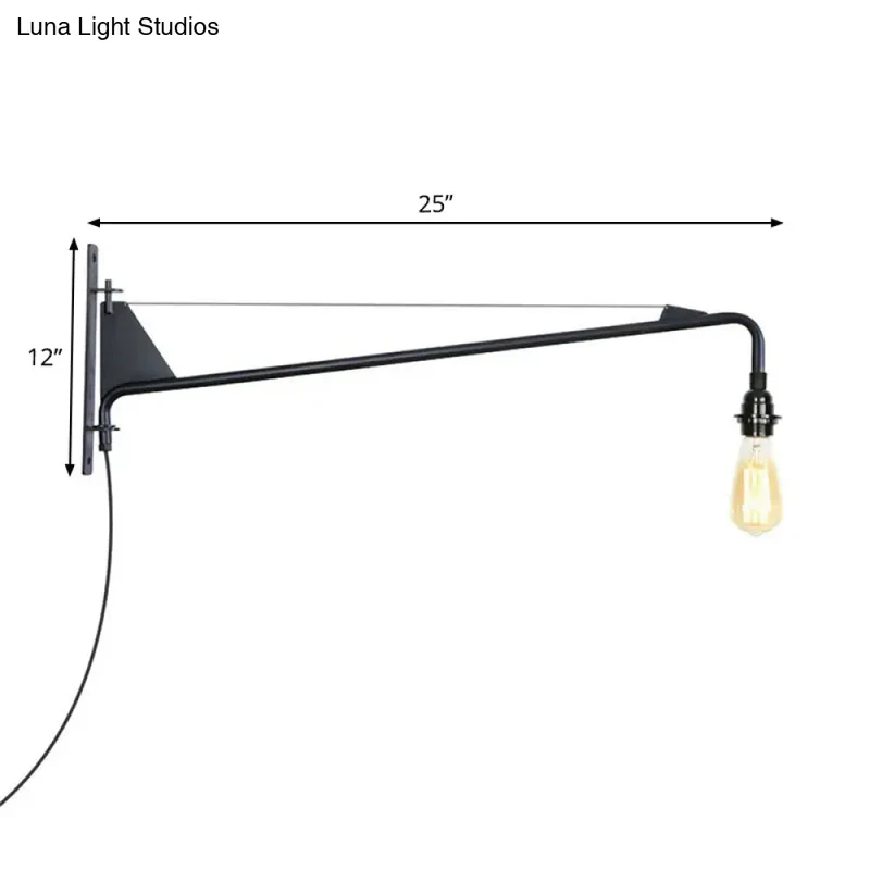 Industriële Wandlamp met Zwenkarm Metaal Zwart 1-2 Lichtpunten E26/E27 Verstelbaar Vintage Design Woonkamer | Sansoti
