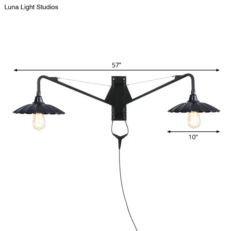 Industriële Wandlamp met Zwenkarm Metaal Zwart 1-2 Lichtpunten E26/E27 Verstelbaar Vintage Design Woonkamer | Sansoti